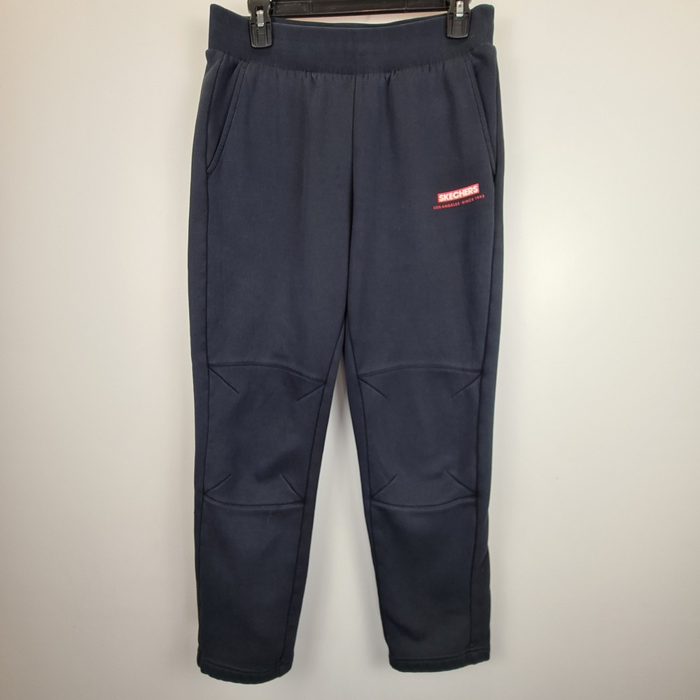 Skechers Mens Navy Blue Fleece Lined Jogger Sweatpants Size L Drawstring Lounge
